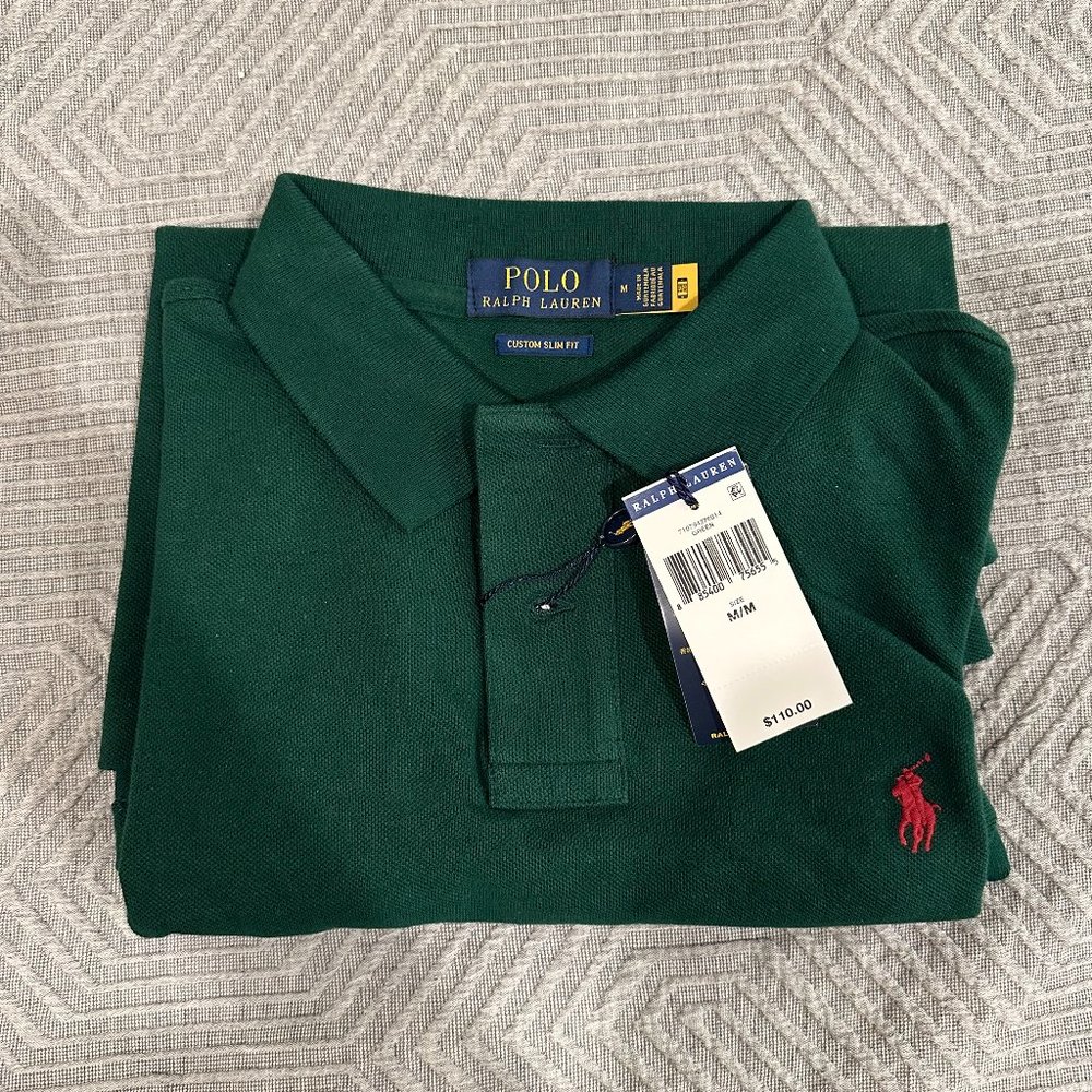 [NWT] Polo Ralph Lauren Green Custom Slim Fit Medium Polo Shirt